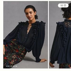 Anthropologie Pleated Top Size L